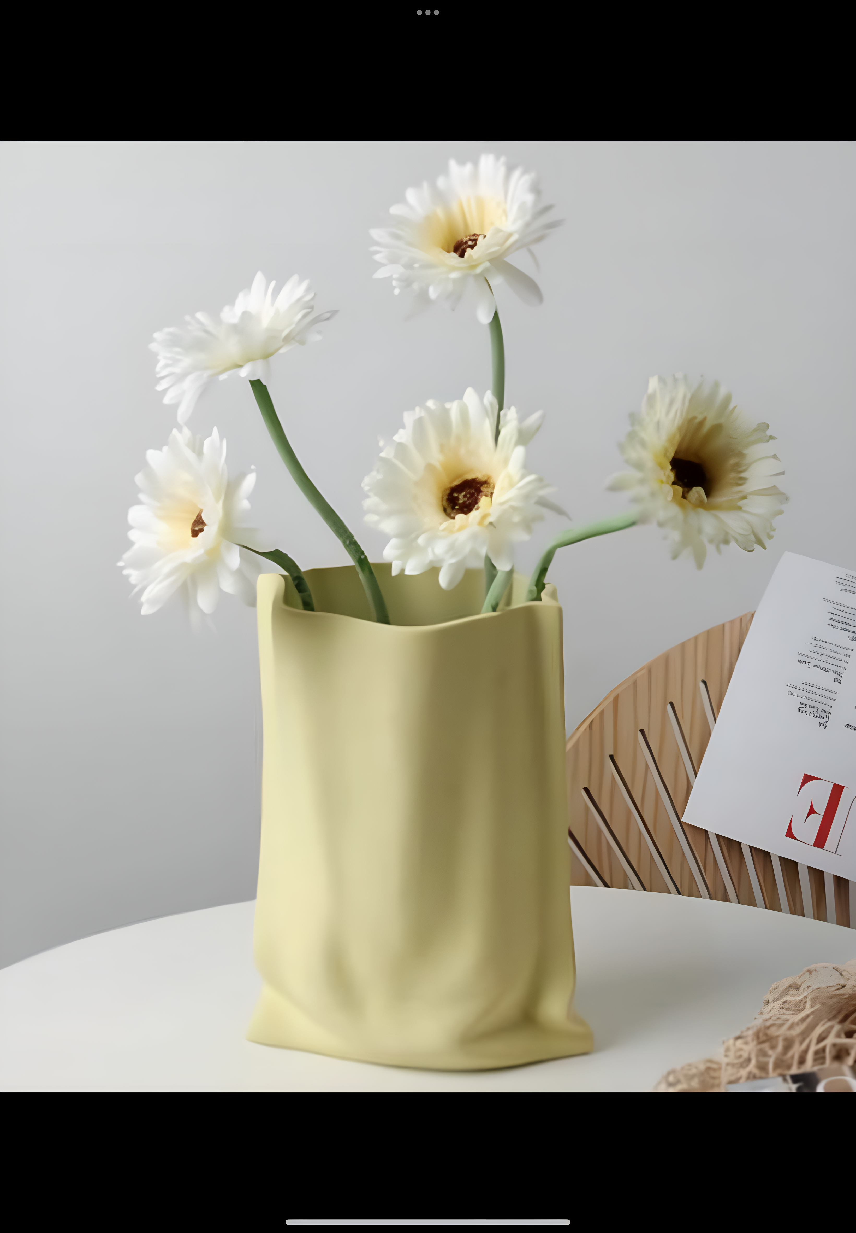 Hand pinched texture paper bag vase