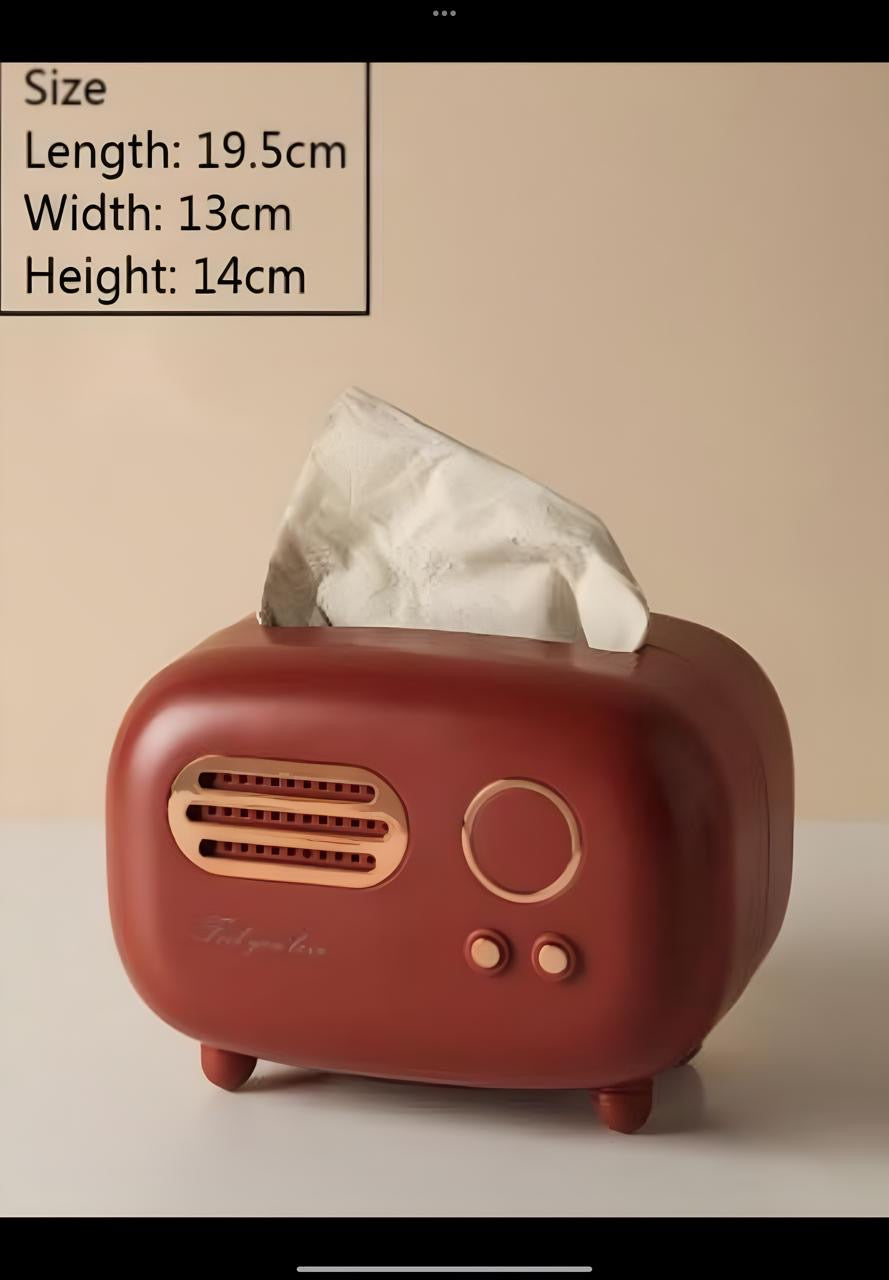 Vintage radio tissue box red