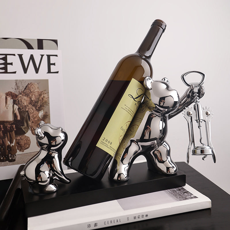 Parent-child violent bear wine rack-electroplated silver