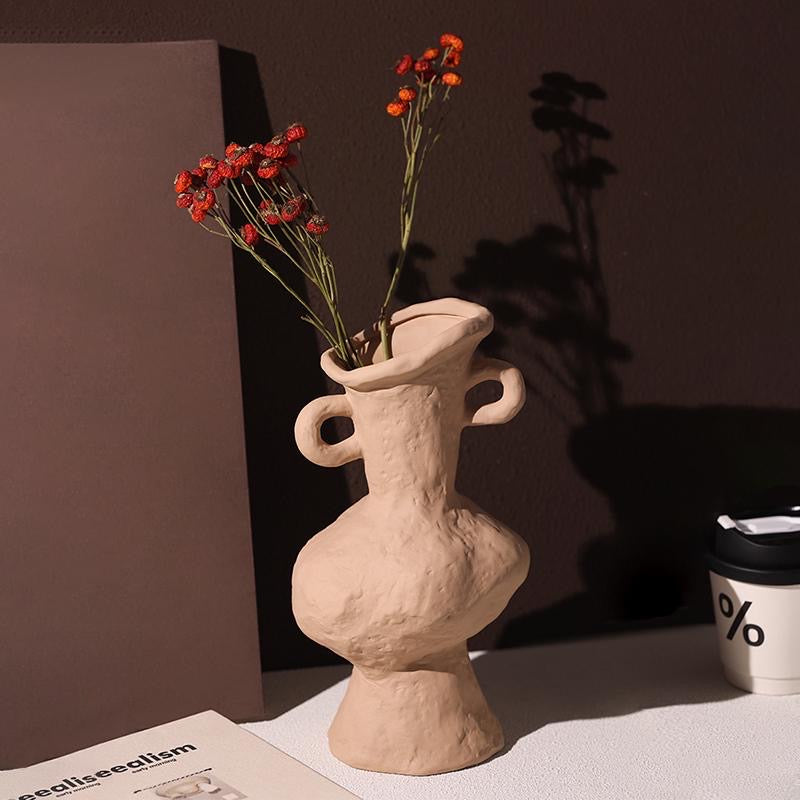 Handmade pottery pot flower vessel type c-double-eared
