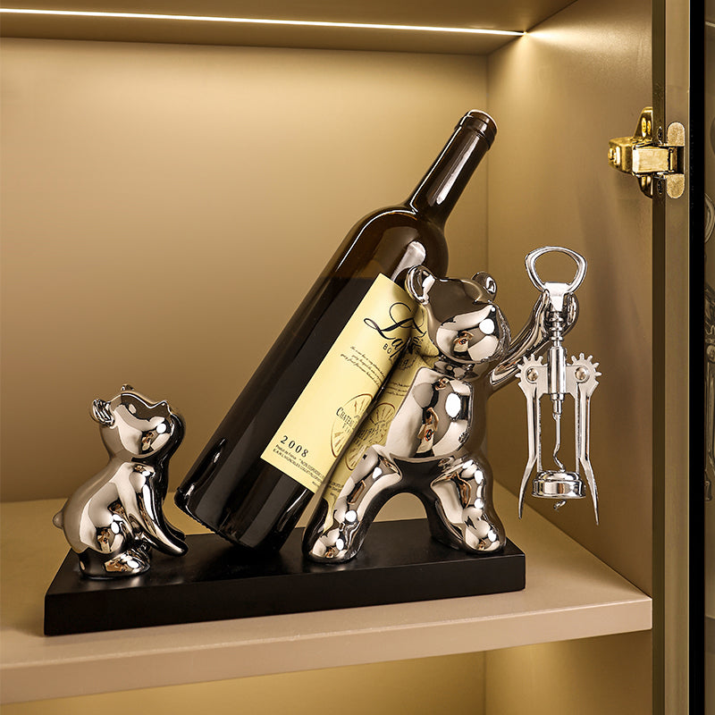 Parent-child violent bear wine rack-electroplated silver
